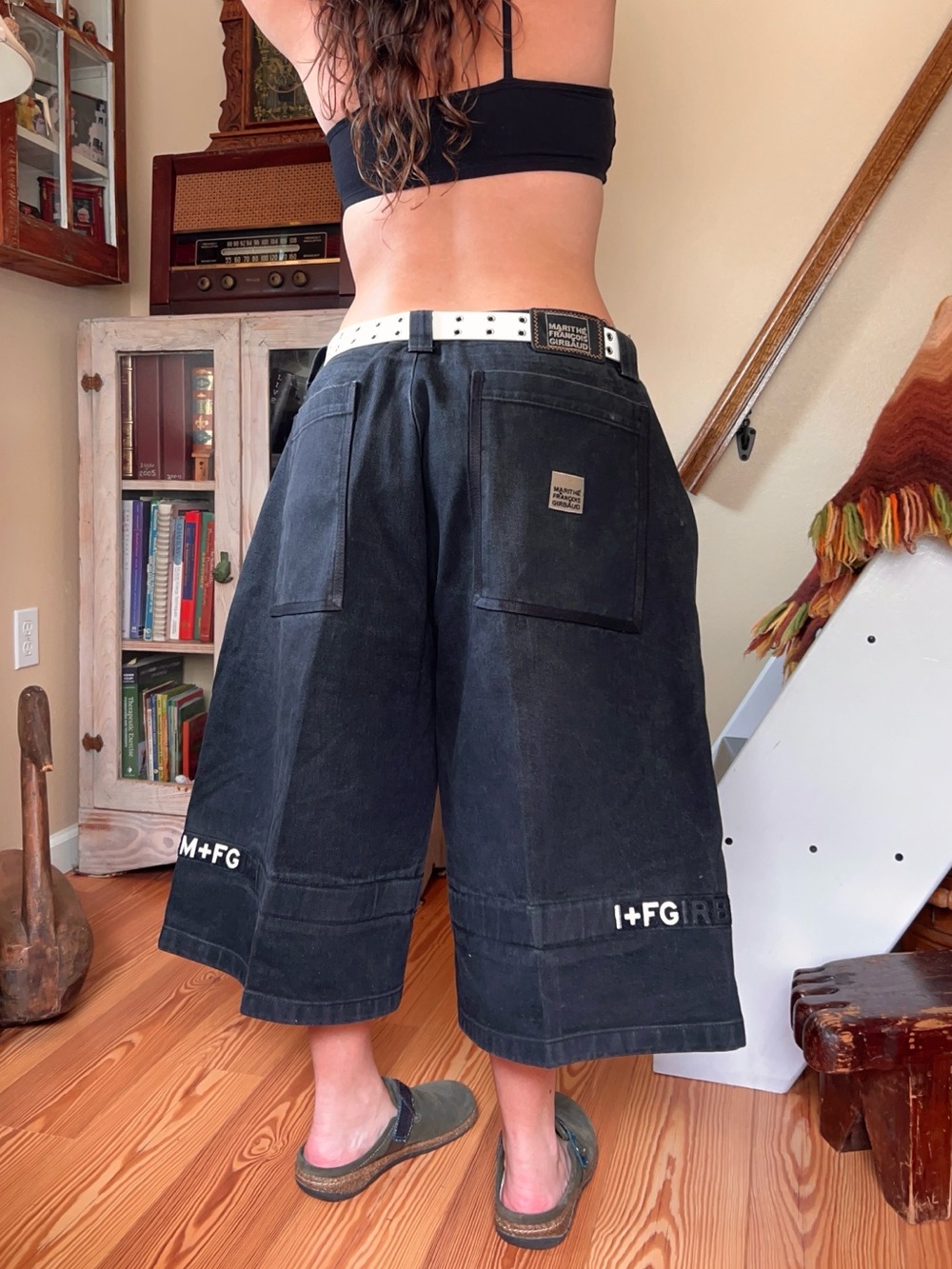 Vintage Y2K Marithe Francois Girbaud Super Baggy Black Denim Jean Shorts Size 44